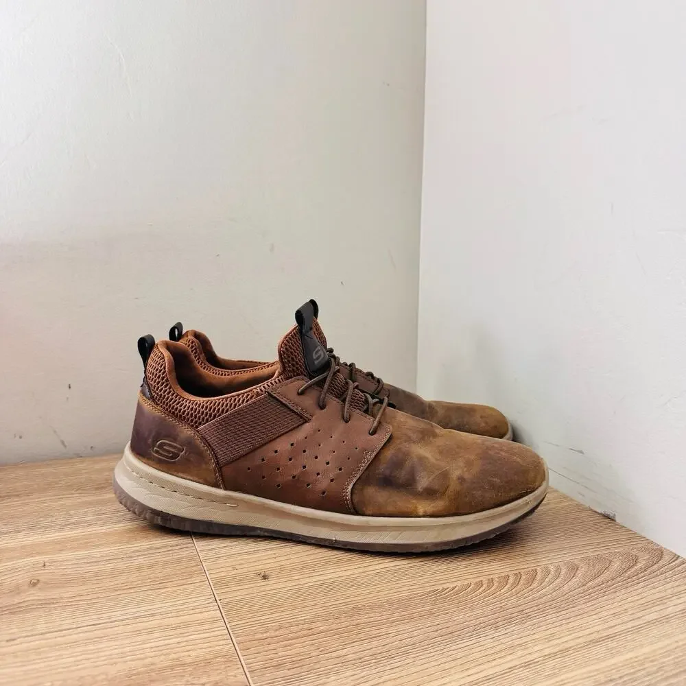 Skechers Delson Axton sneakers Brown Leather Men’s Size 12